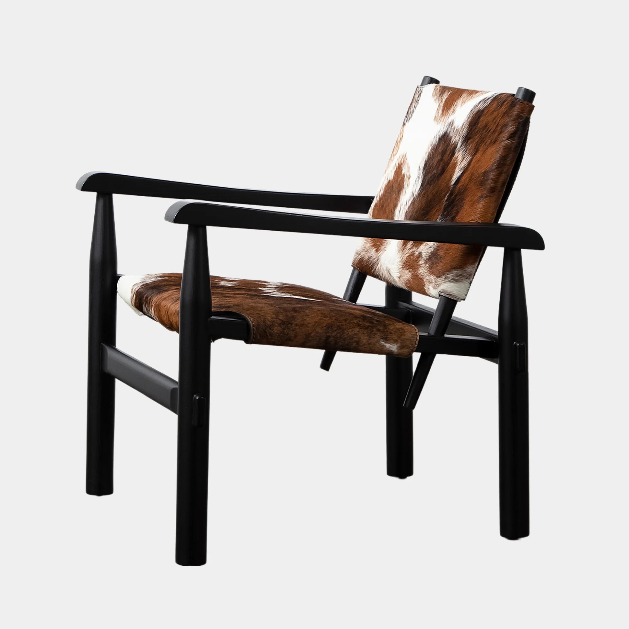 Cowhide Wooden Lounge Chair - Image 4