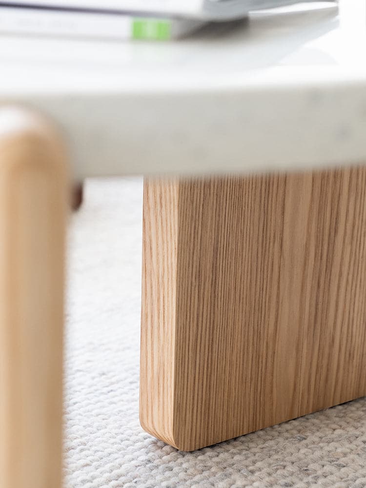 Terrazzo and Wood Round Coffee Table - Image 5